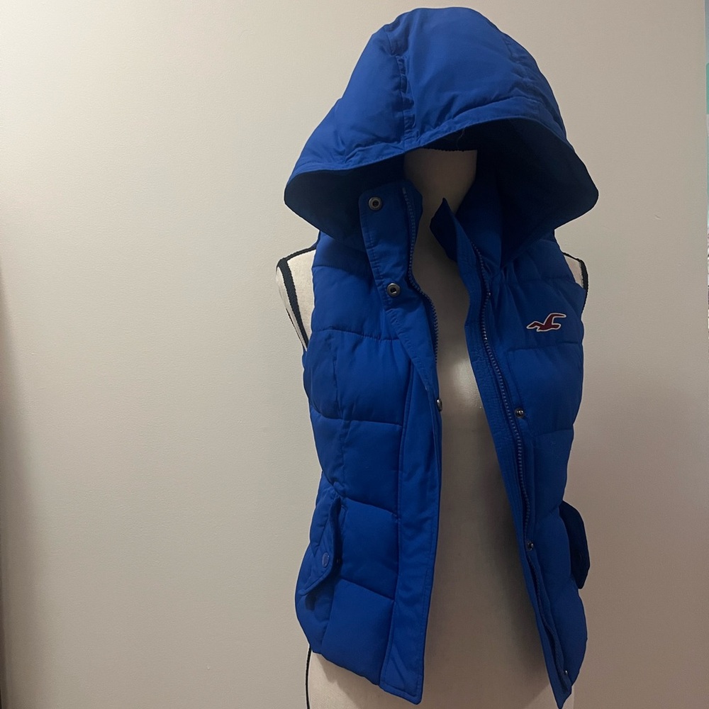 Blue Hollister Puffer Vest with Hood